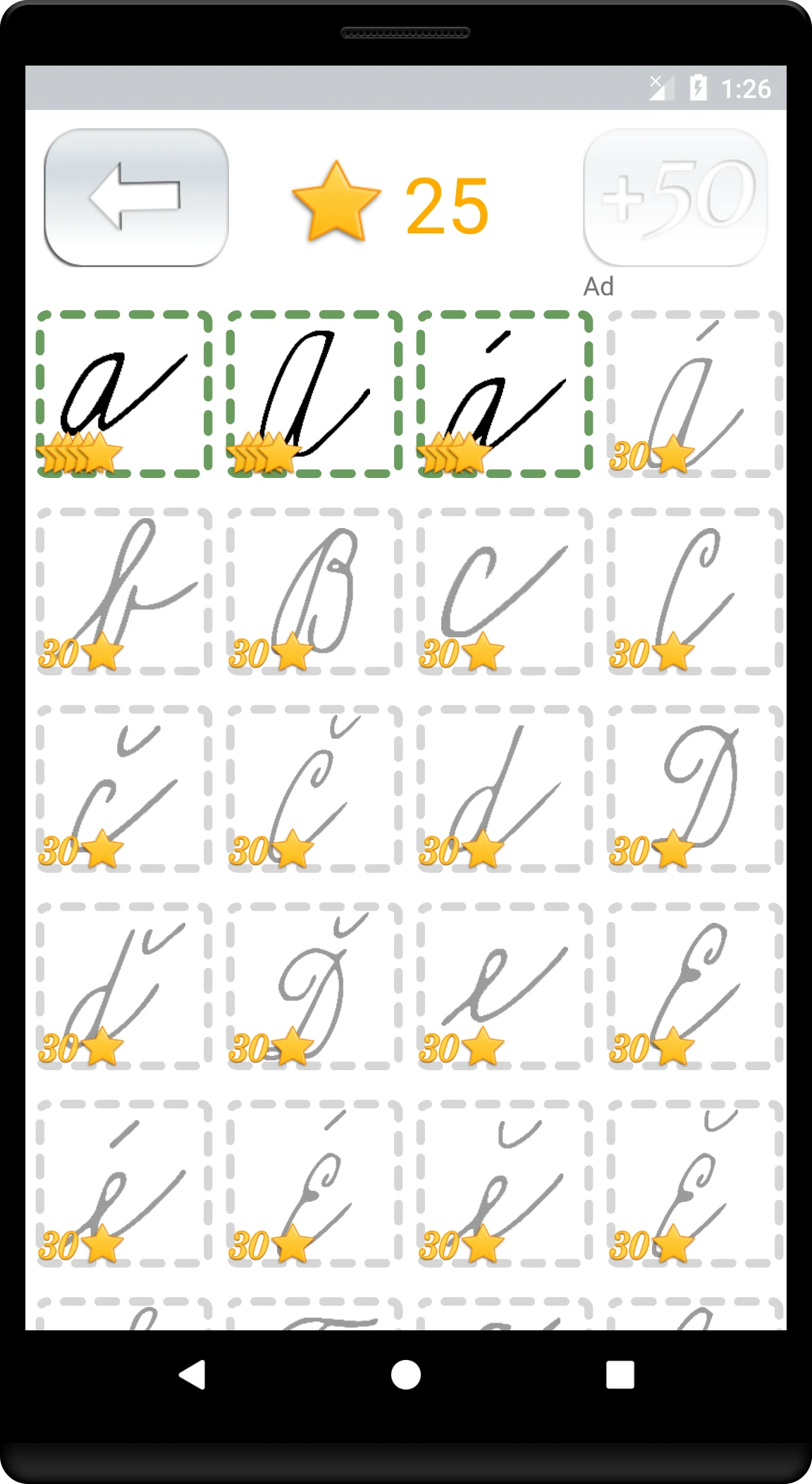 Handwriting Tutor - Czech screenshot